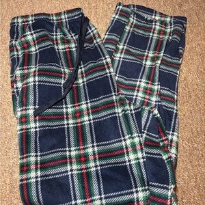 Navy Plaid Fleece Pajama Pants - Red & Green Accent
